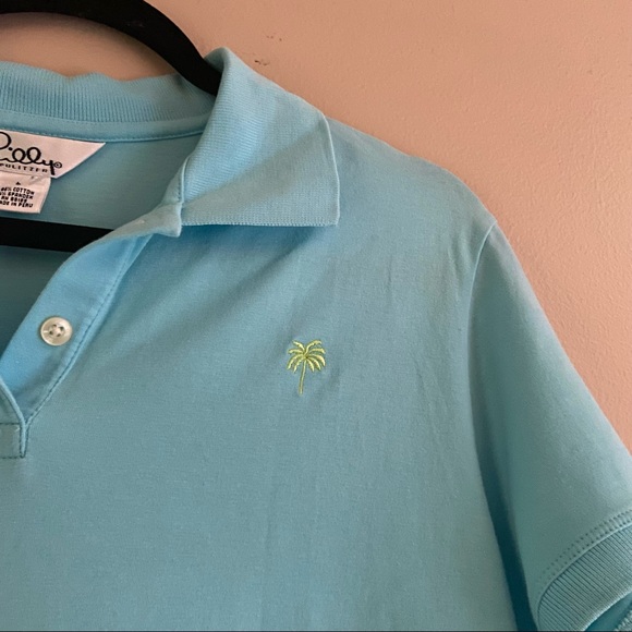 Lily Pulitzer• bright blue polo palm tree emblem size large - Picture 3 of 5